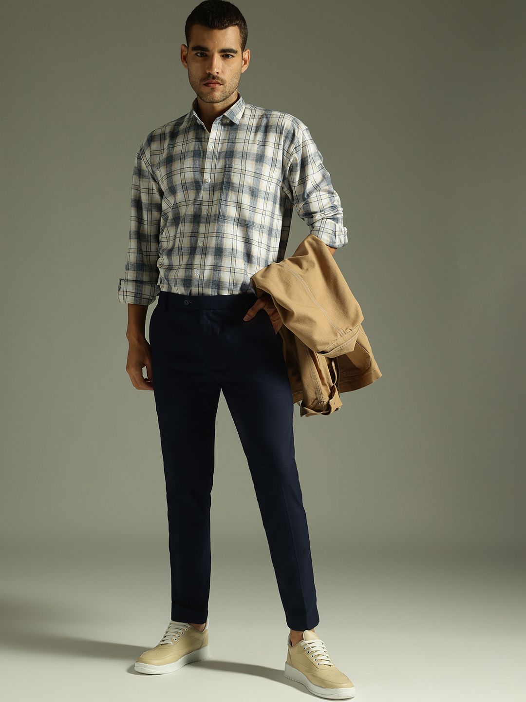 DENNISON Men Textured Smart Tapered Fit Trousers