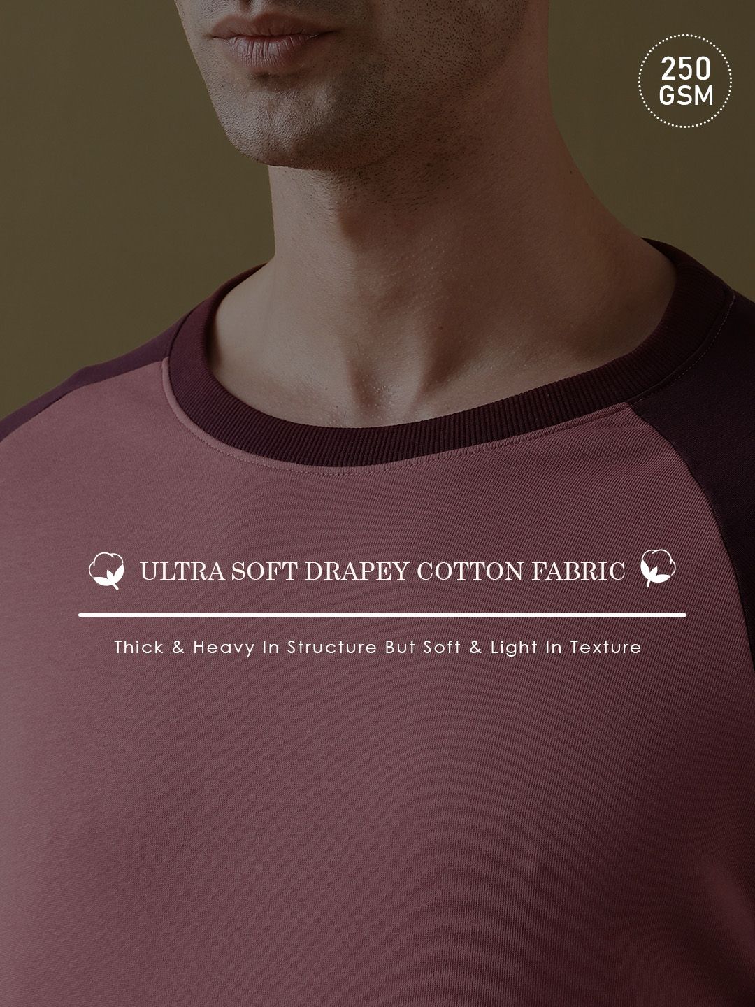 DILLINGER Men Colourblocked Ultra Soft Drapey Cotton Raglan T-Shirt