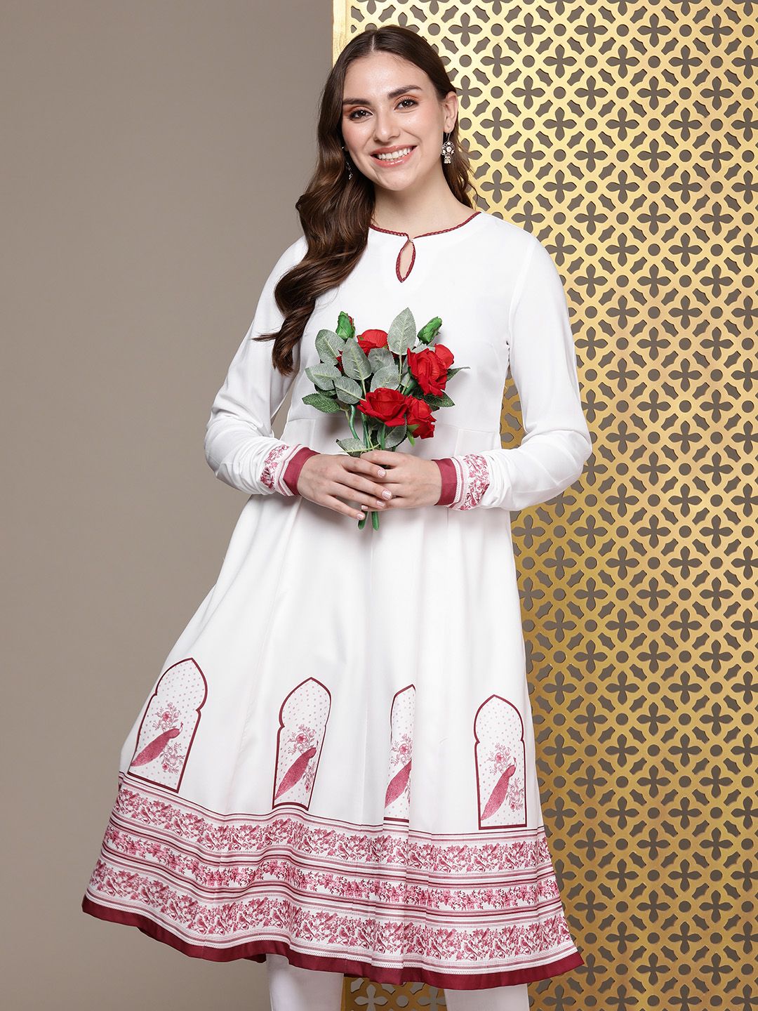House of Pataudi Jashn Floral Printed A-Line Kurta