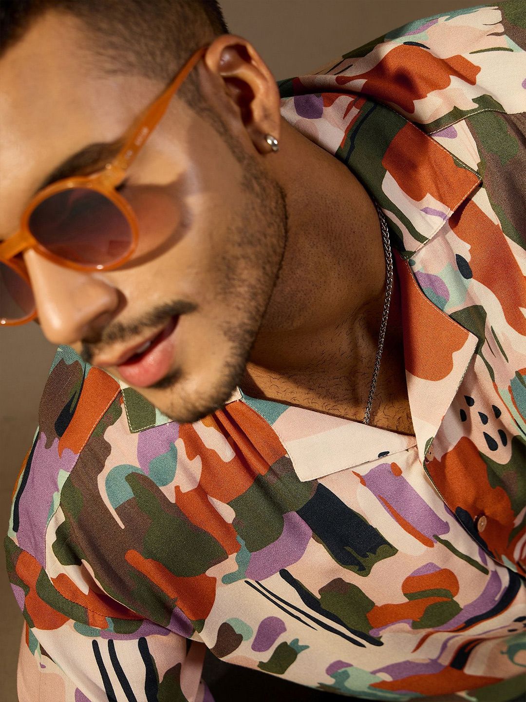 DENNISON Men Abstract Printed Oversized Smart Casual Shirt