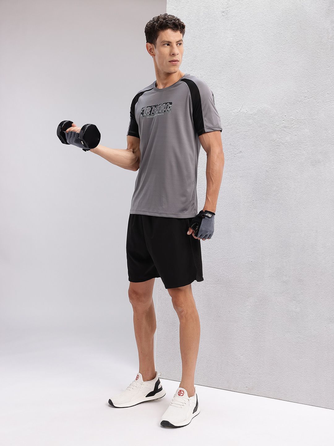 HRX by Hrithik Roshan Typography Printed Rapid-Dry Training T-shirt with Panelling Detail