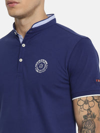 Being Human Clothing Men Blue Solid Mandarin Collar T-shirt
