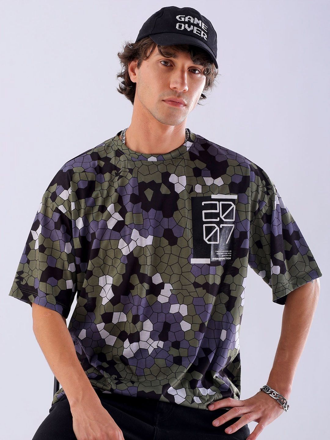 The Indian Garage Co Men All Over Printed Oversized T-shirt