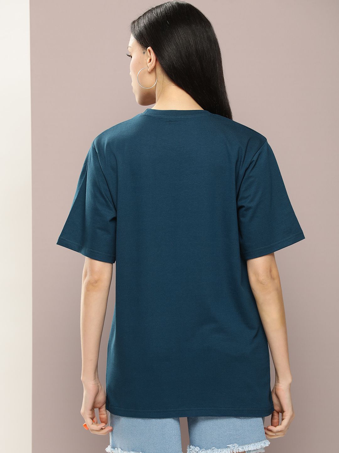 DILLINGER Women Graphic Printed Embossed Oversized T-shirt