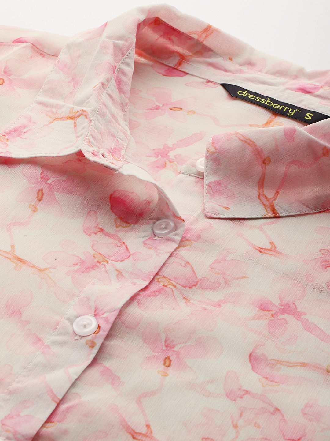 DressBerry Floral Print Semi Sheer Shirt
