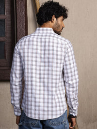 Thomas Scott Standard Slim Fit Tartan Checks Pure Cotton Casual Shirt