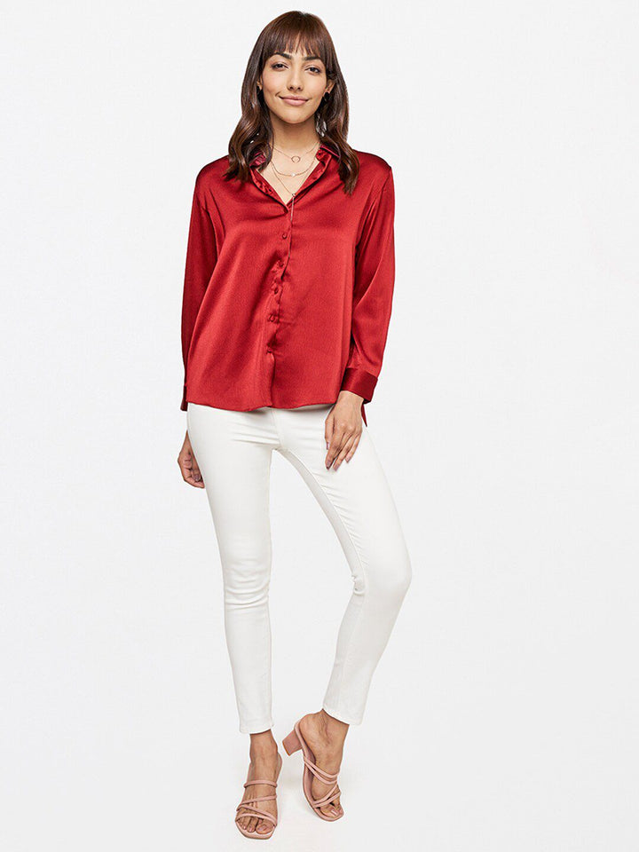 AND Women Solid Shirt Style Top