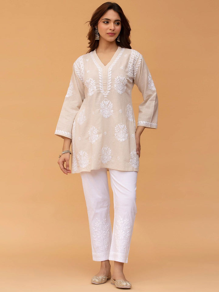 HOUSE OF KARI Ethnic Motifs Printed Thread Work Cotton Kurta
