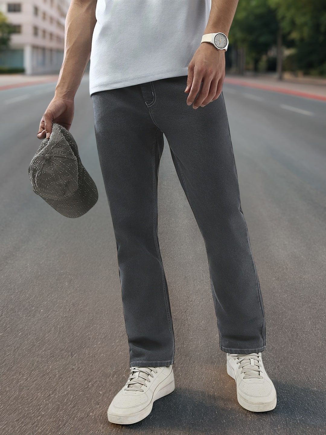 Urbano Fashion Men Straight Fit Mid-Rise Stretchable Jeans
