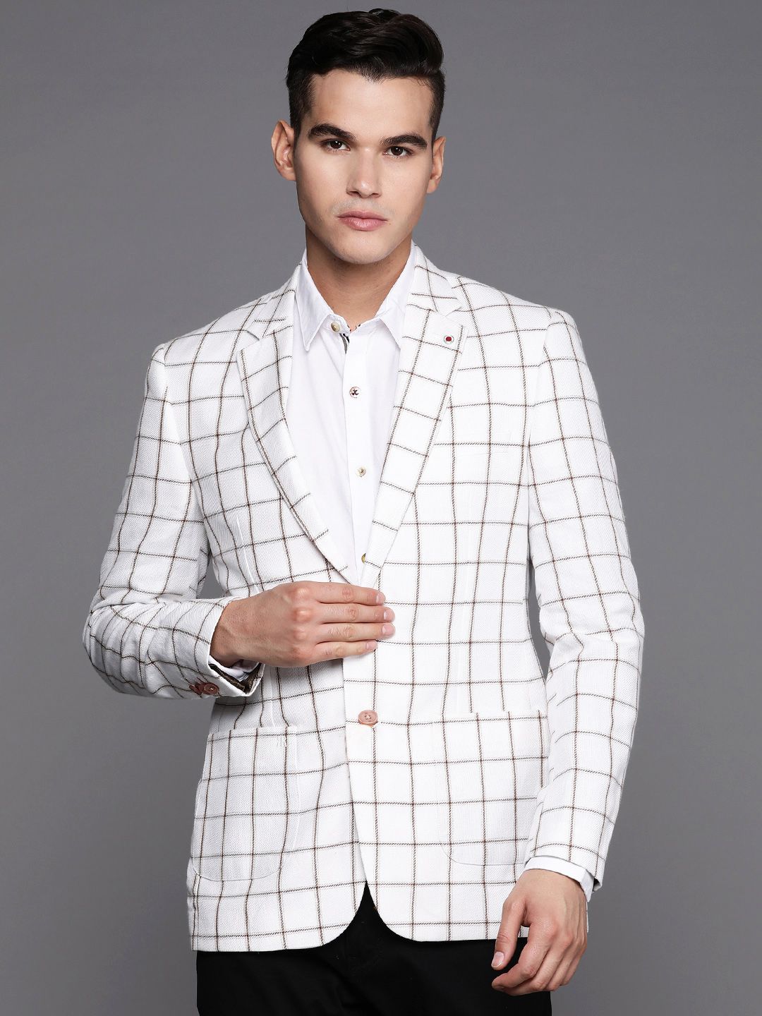 Raymond Checked Single-Breasted Blazer
