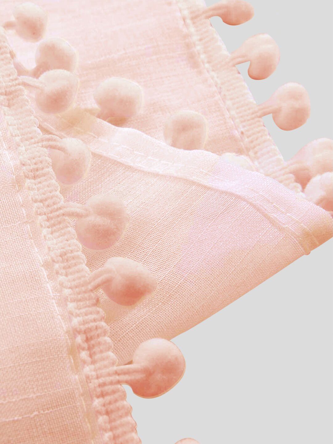 URBAN SPACE Pink 2-Piece Linen Sheer Window Curtains