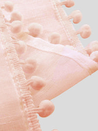 URBAN SPACE Pink 2-Piece Linen Sheer Window Curtains