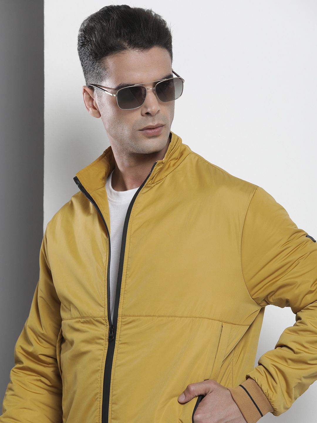 The Indian Garage Co Men Zip-Front Bomber Jacket with Insert Pockets