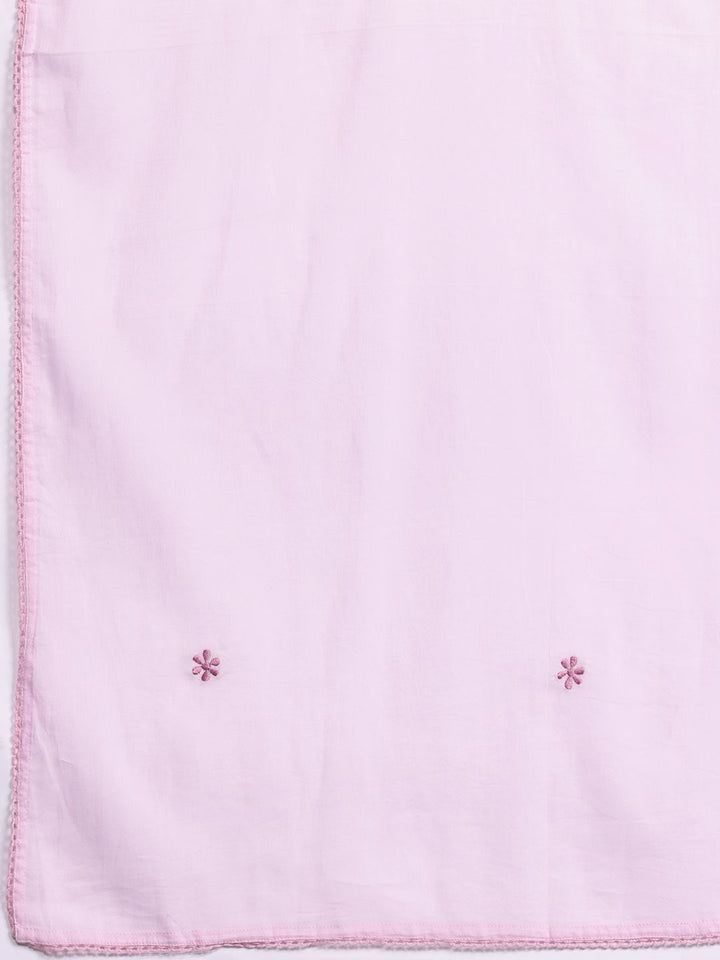 Indo Era Ethnic Motifs Embroidered Pure Cotton Kurta with Trousers & Dupatta