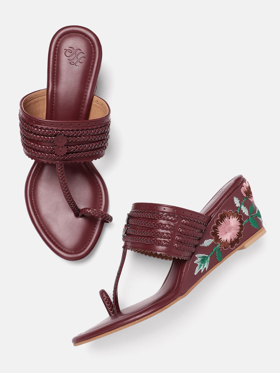 House of Pataudi Ethnic Braided Wedge Heels