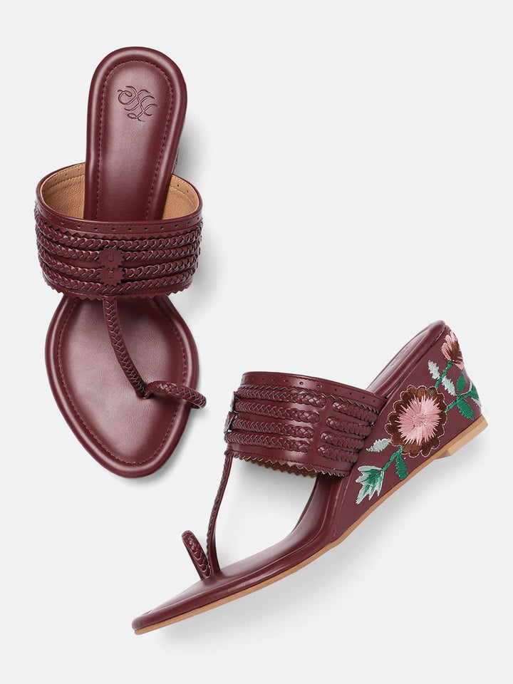 House of Pataudi Ethnic Braided Wedge Heels