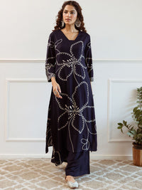 Indo Era Women Floral Embroidered Regular Sequinned Kurta with Trousers