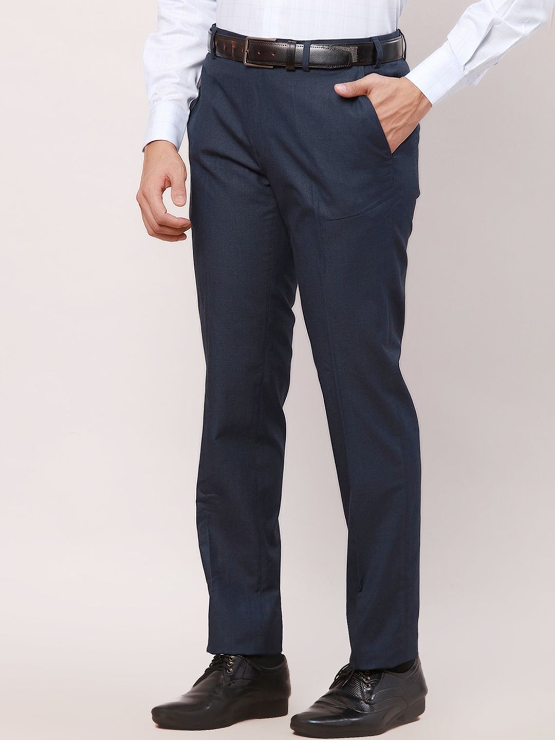 Raymond Men Checked Slim-Fit Formal Trousers