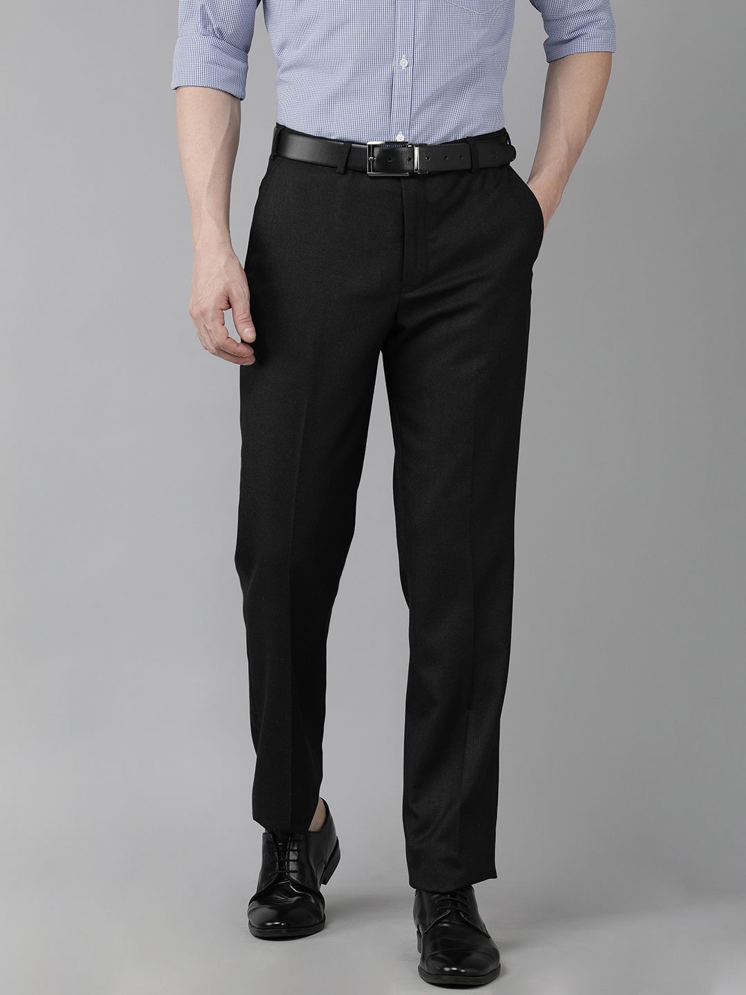 Park Avenue Men Self Design Textured Mid-Rise Smart Fit Formal Trousers