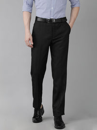 Park Avenue Men Self Design Textured Mid-Rise Smart Fit Formal Trousers