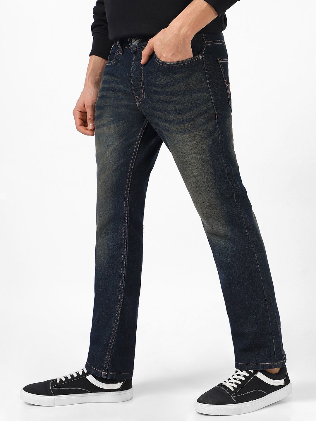 Urbano Fashion Men Bootcut Light Fade Clean Look Stretchable Jeans