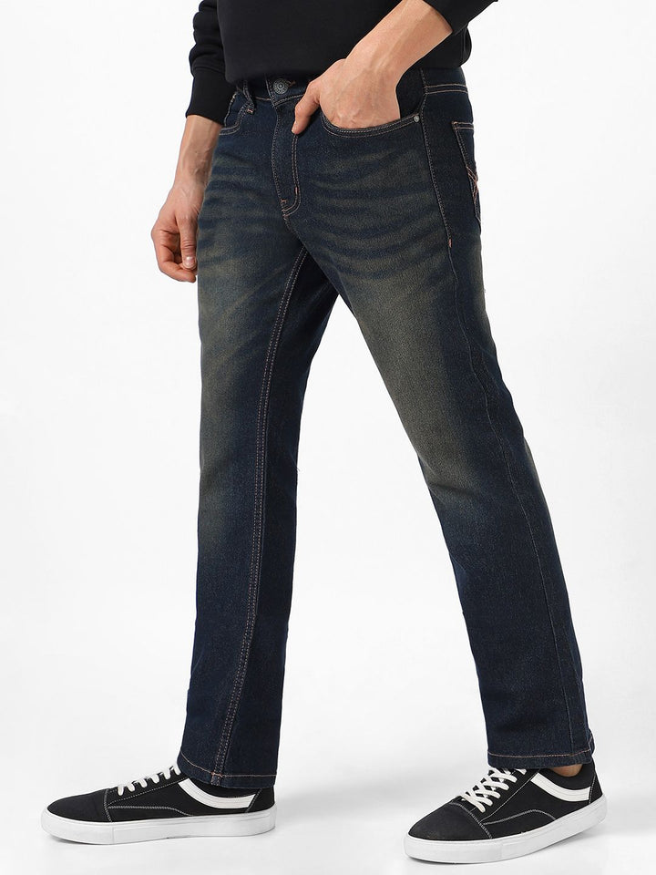 Urbano Fashion Men Bootcut Light Fade Clean Look Stretchable Jeans