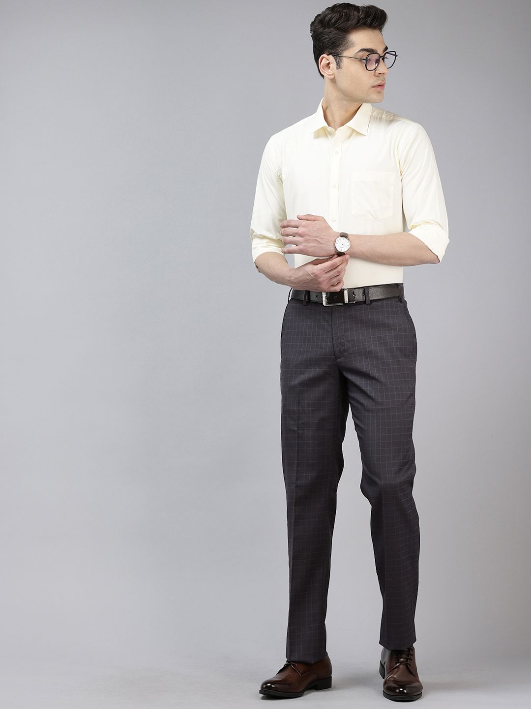 Park Avenue Men Checked Formal Trousers
