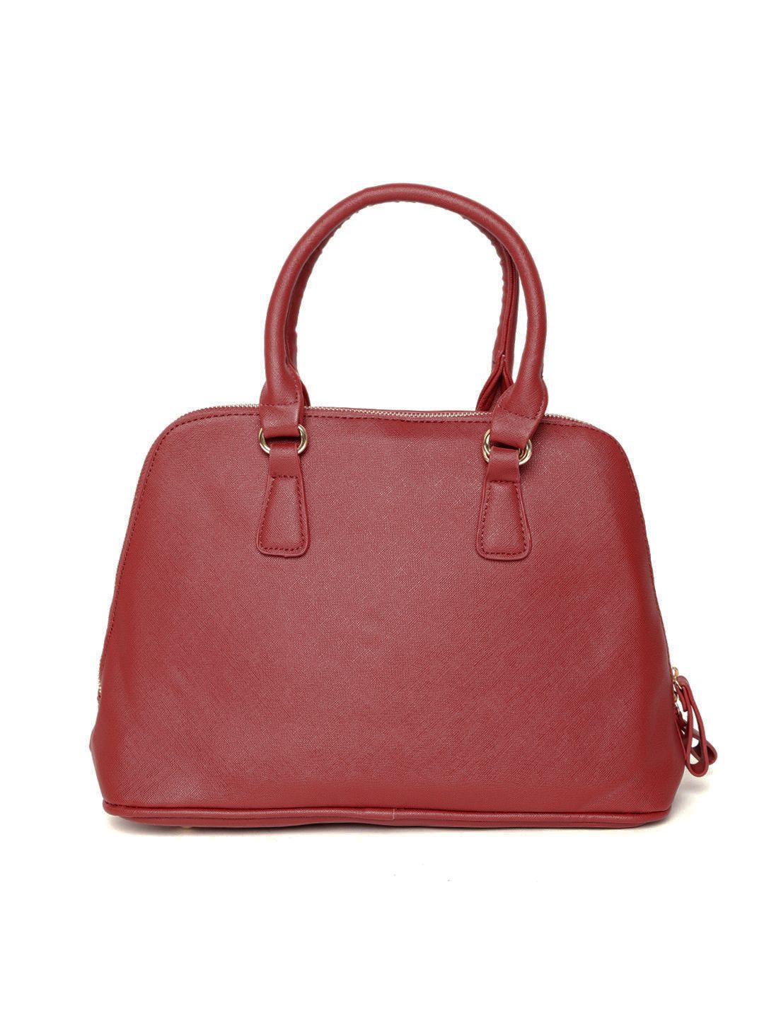 Lino Perros Red Solid Handheld Bag with Detachable Sling Strap