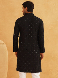 SOJANYA Geometric Embroidered Mandarin Collar Long Sleeves Straight Kurta
