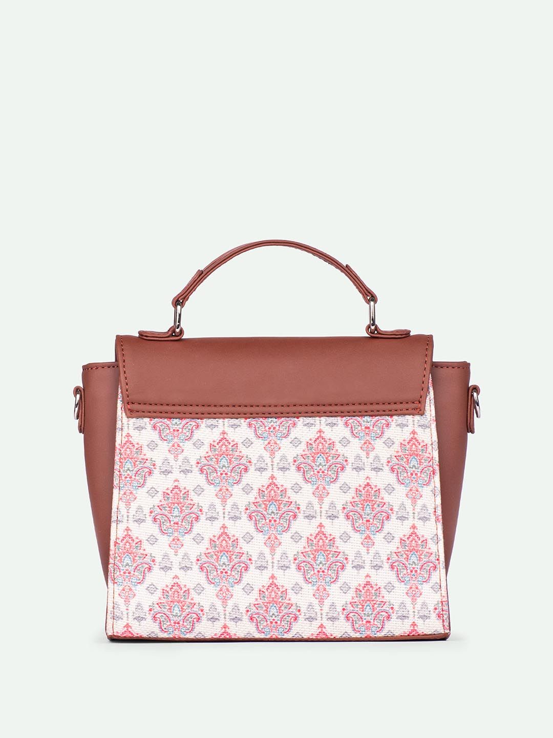 ZOUK Kashmiri Tulips Floral Printed Structured Handheld Bag