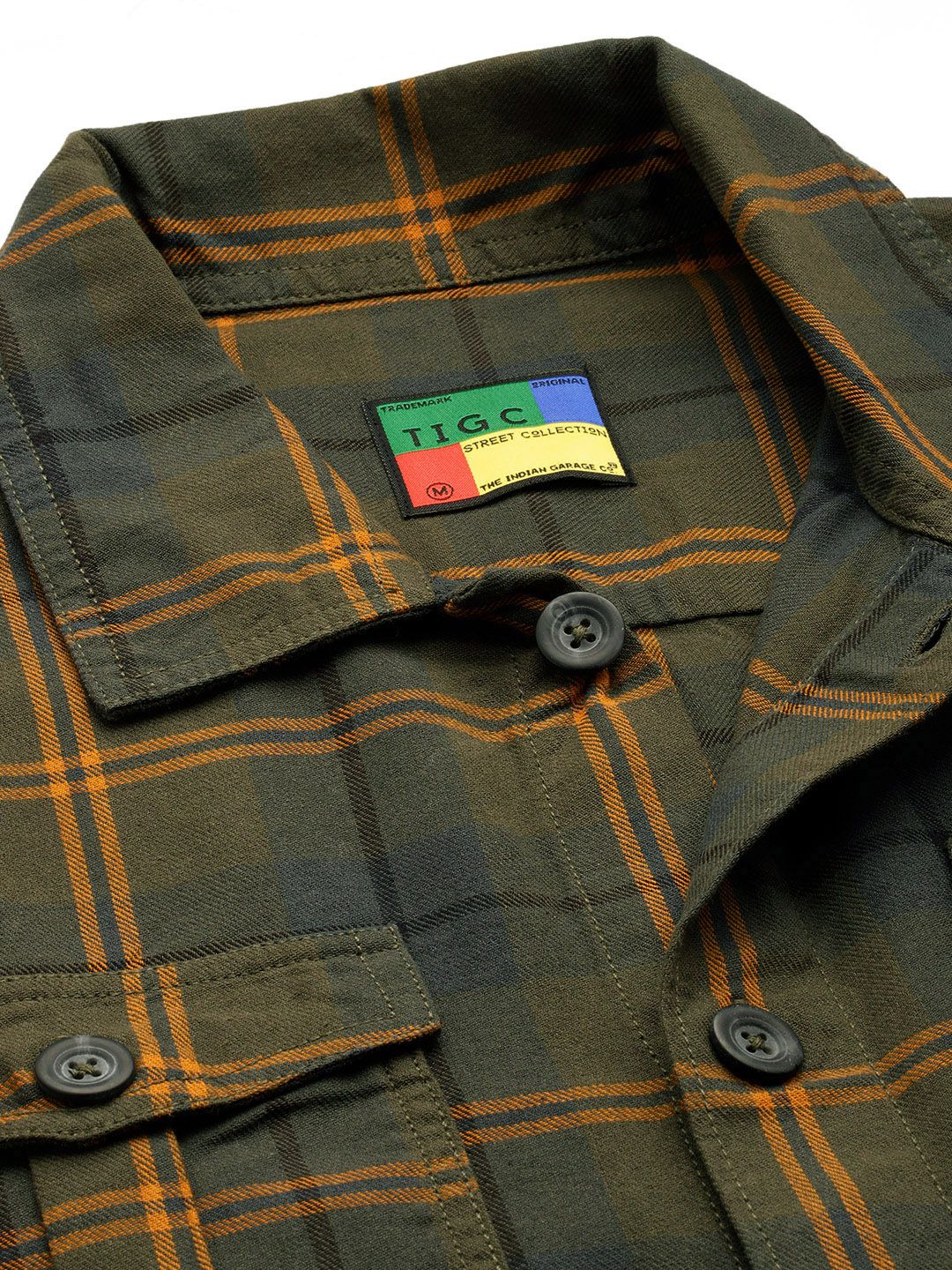 The Indian Garage Co Men Windowpane Checked Casual Shirt