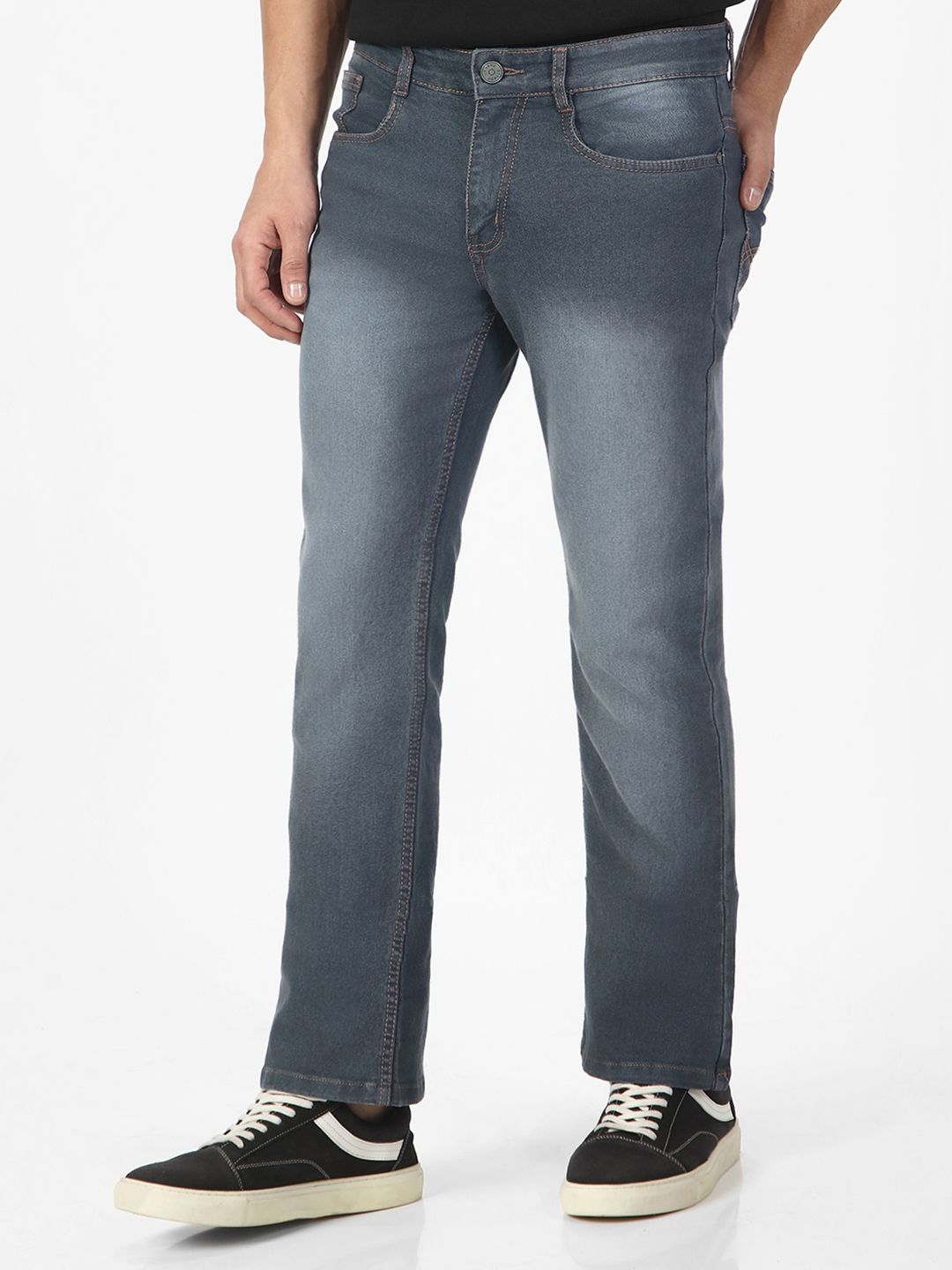 Urbano Fashion Men Bootcut Heavy Fade Clean Look Stretchable Jeans