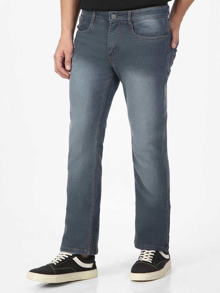 Urbano Fashion Men Bootcut Heavy Fade Clean Look Stretchable Jeans
