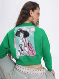 DressBerry Streetstyle Edge Graphic Print Drop-Shoulder Crop Sweatshirt