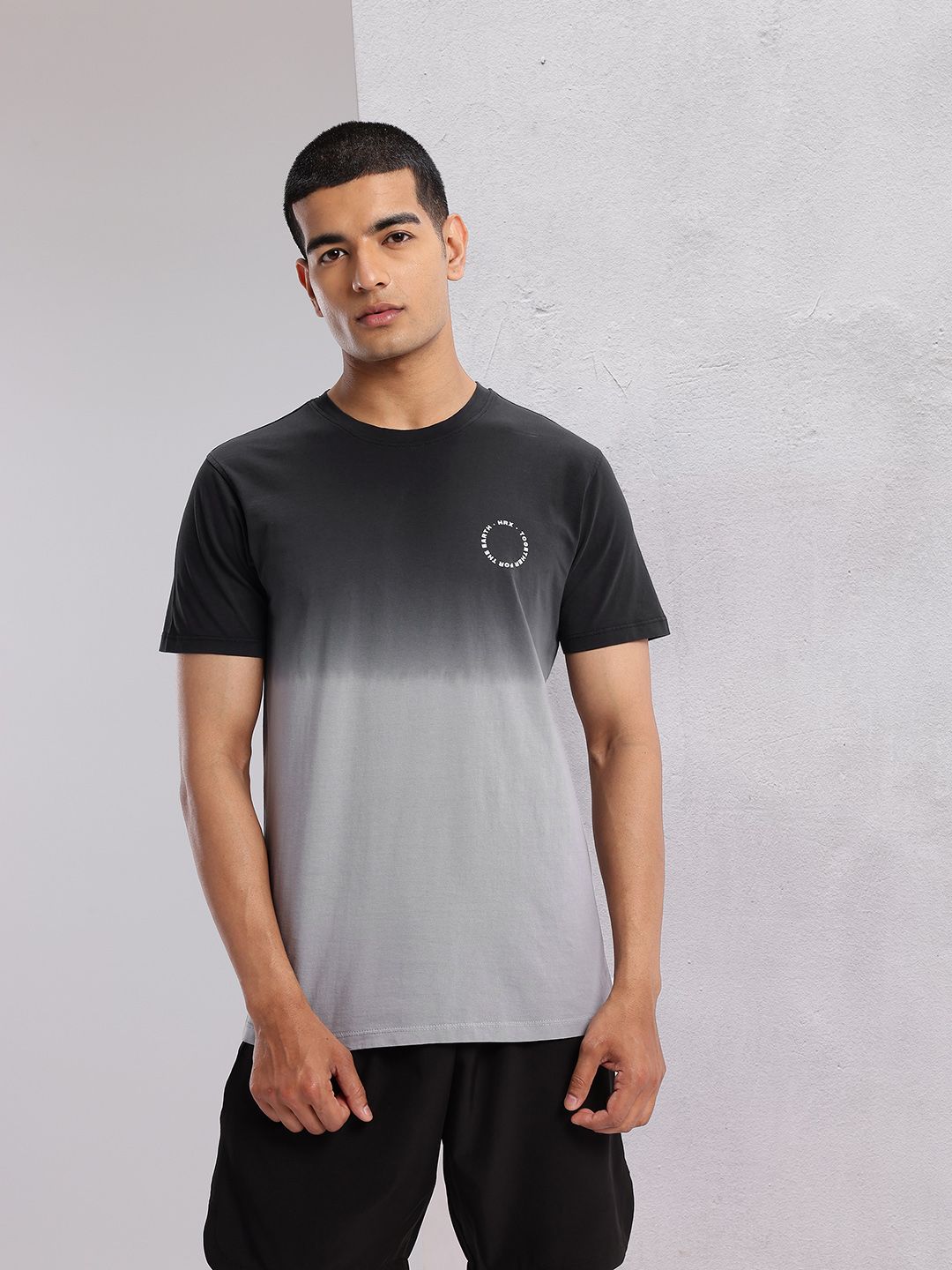 HRX by Hrithik Roshan Ombre Dyed Pure Cotton Lifestyle T-shirt