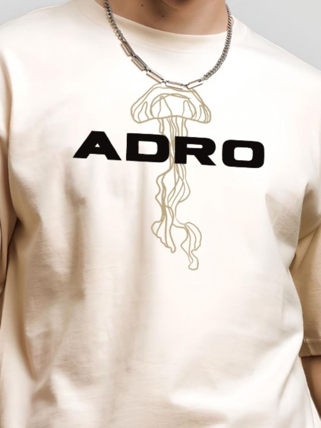 ADRO Men Graphic Printed Round Neck Cotton Oversized T-Shirt