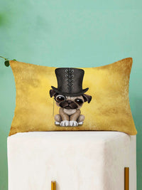 STITCHNEST Set Of 2 Yellow & Brown Graphic Printed Rectangle Cushion Covers