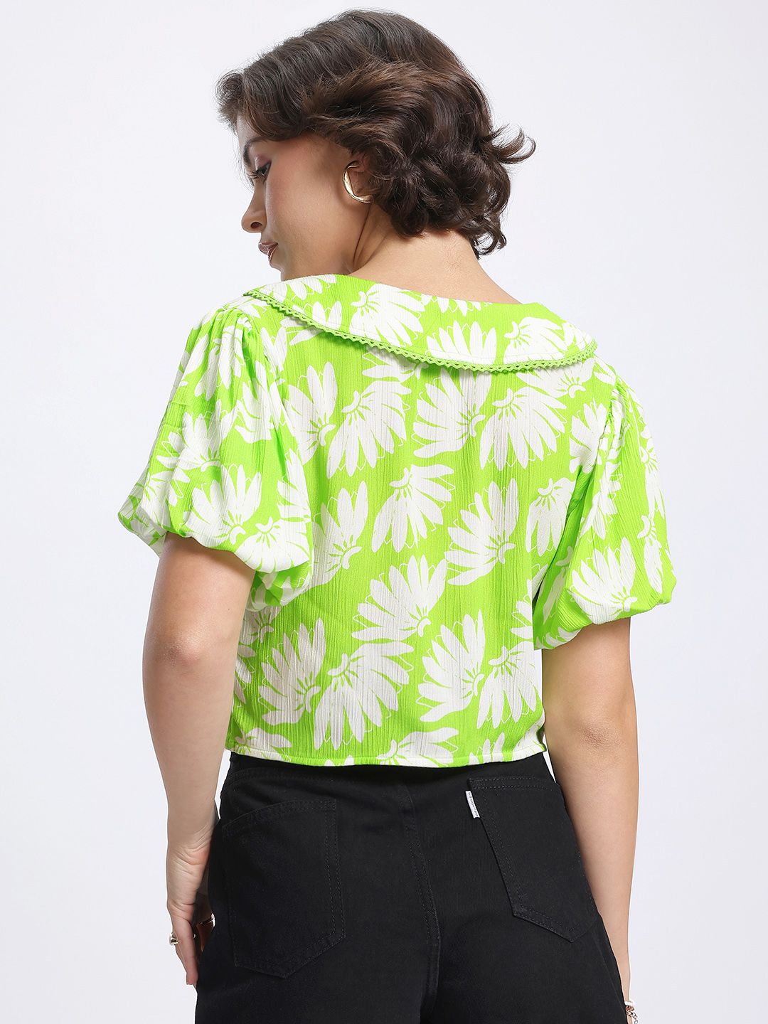 DressBerry Tropical Printed Shirt-Style Top