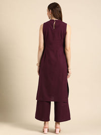 Anouk Women Solid Round Neck Pure Cotton Kurta