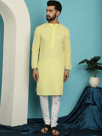 SOJANYA Ethnic Motifs Embroidered Thread Work Pure Cotton Kurta with Pyjamas