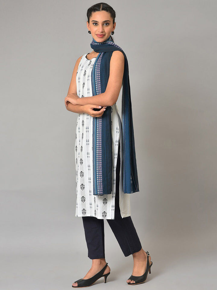 AURELIA Ethnic Motifs Printed Pure Cotton Kurta with Trousers & Dupatta