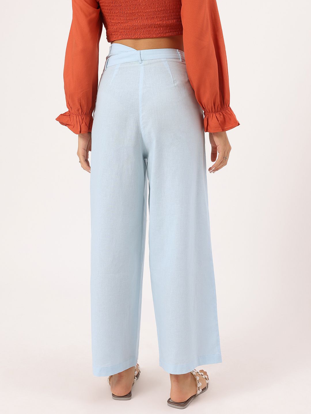 DressBerry Women Asymmetric Waist Pleated Formal Trousers