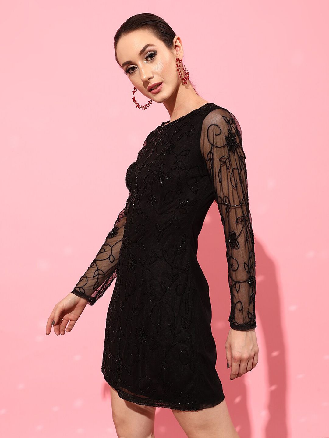 STREET 9 Black Net Sheath Dress