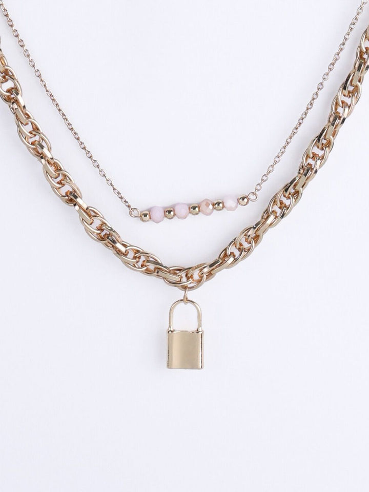 VOGUE PANASH Gold-Plated And Lock Shaped Layered Necklace
