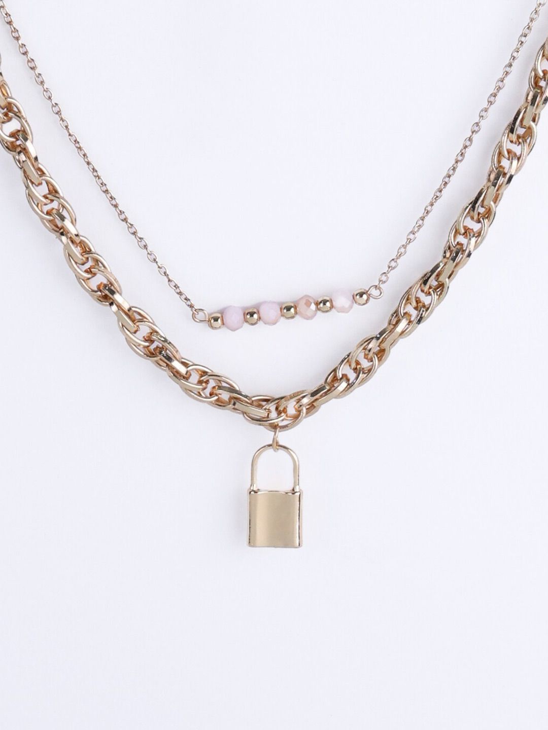 VOGUE PANASH Gold-Plated And Lock Shaped Layered Necklace