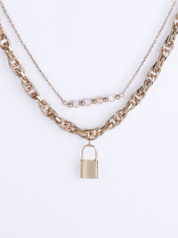 VOGUE PANASH Gold-Plated And Lock Shaped Layered Necklace
