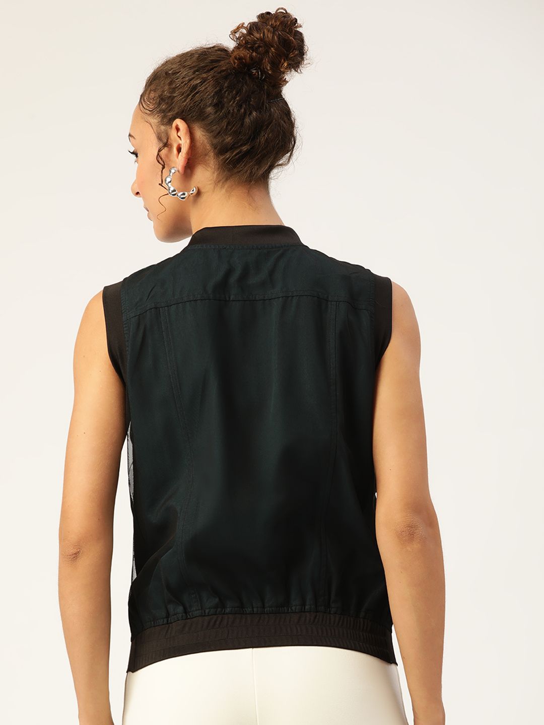 Antheaa Women Black & Teal Green Colourblocked Jacket