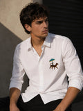Eszett Leopard Spread Collar Cotton Shirt