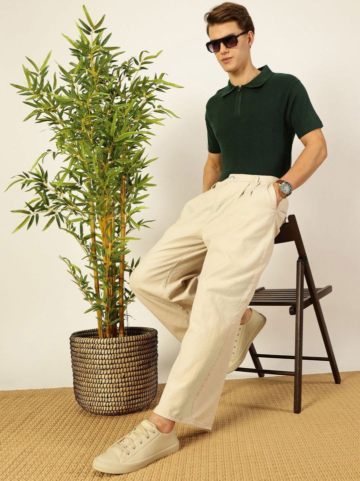 Thomas Scott Men Bio Finish Solid Polo Collar Cotton T-shirt