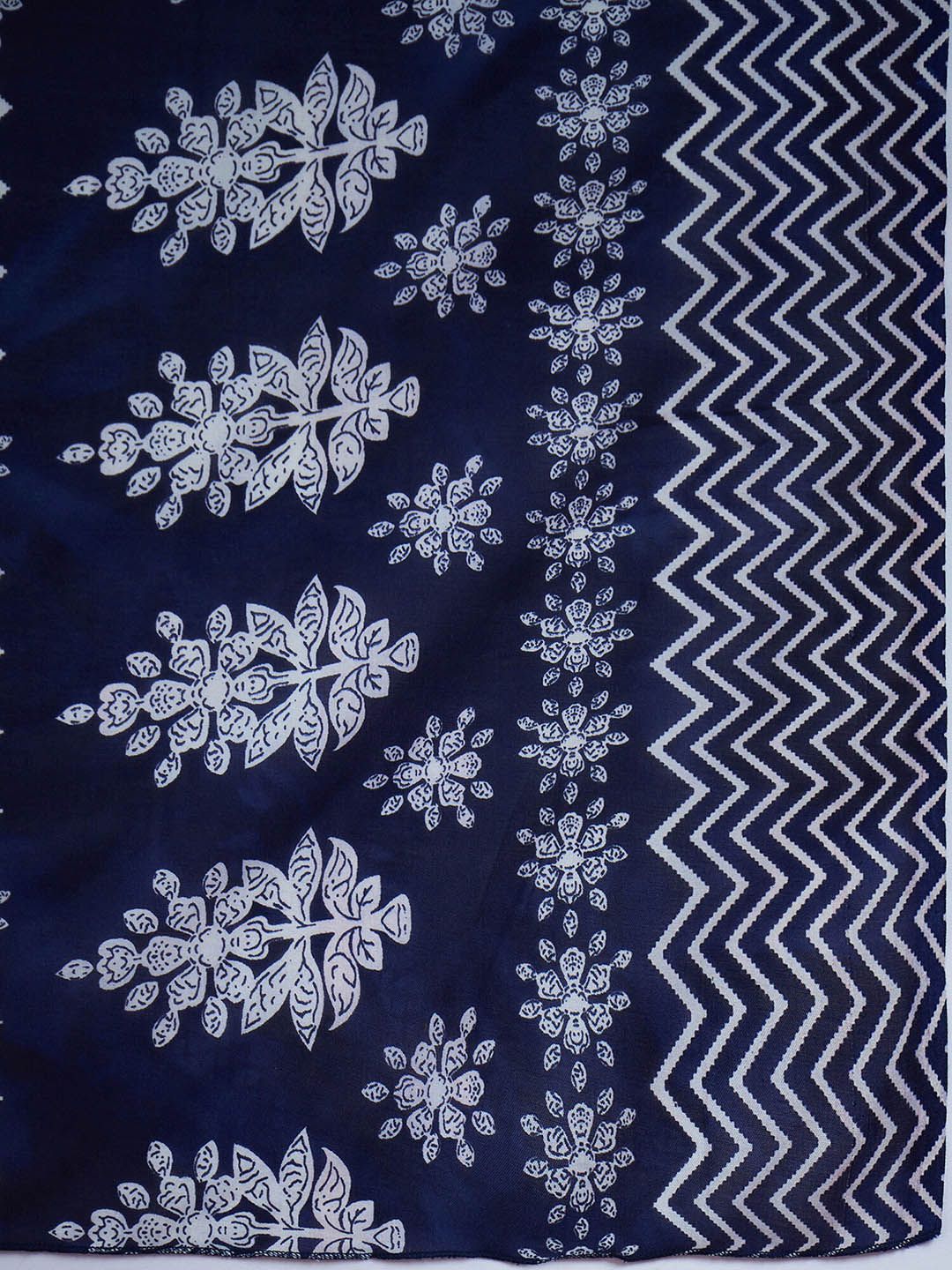 Indo Era Ethnic Motifs Printed Thread Work Straight Kurta With Trousers & Dupatta